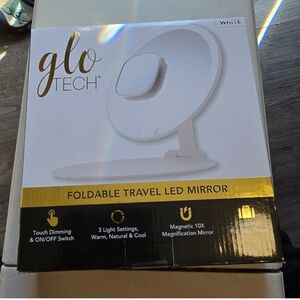 NEW IN‎ UNOPENED BOX !! GLO TECH FOLDABLE TRAVEL LED MIRROR